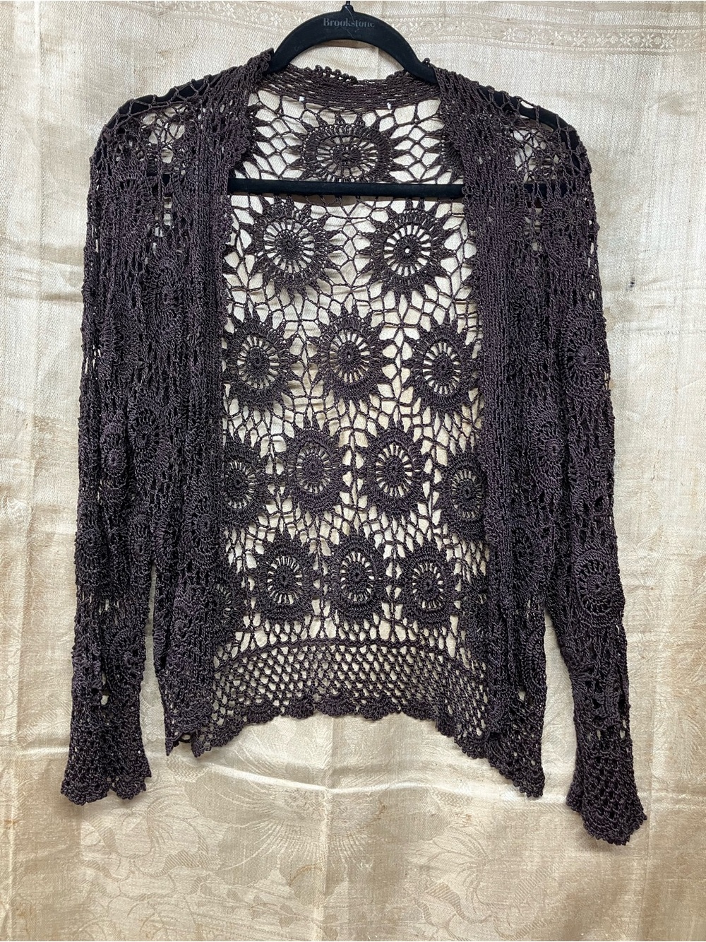 Open Crochet Cardigan - Brown
